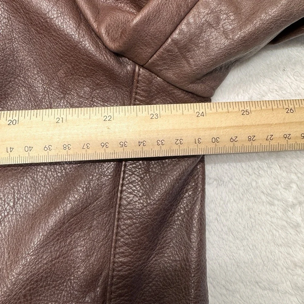 VTG 90 Banana Republic‎ Mens Large Brown Leather Full Zip Jacket Classic Collar